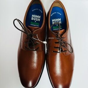 Nunn Bush Baxter Plain Toe Leather Oxfords Men's Cognac‎ Sz 9
